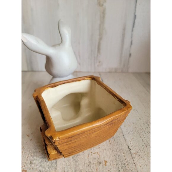 BB rabbit Easter egg ceramic vintage pulling cart container unique spring - Picture 10 of 13